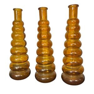 Set of 3 Amber Bubble Glass Vases – Crate & Barrel | Mid-Century Modern Decor